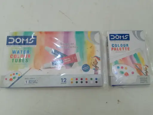 Doms water colour tubes 12 shades and colour palette 